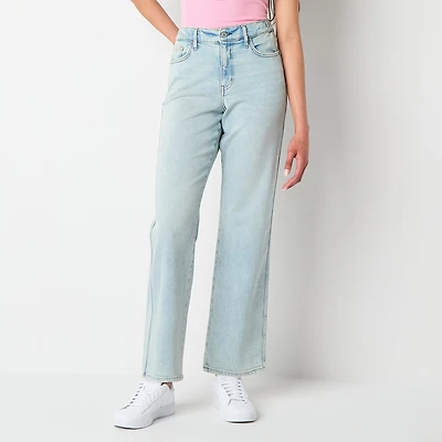 Arizona Curvy Womens Juniors High Rise Straight Leg Jean
