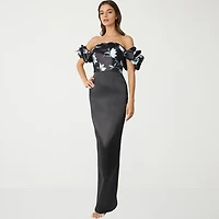 Rene by Ruiz Collection Womens Short Sleeve Evening Gown