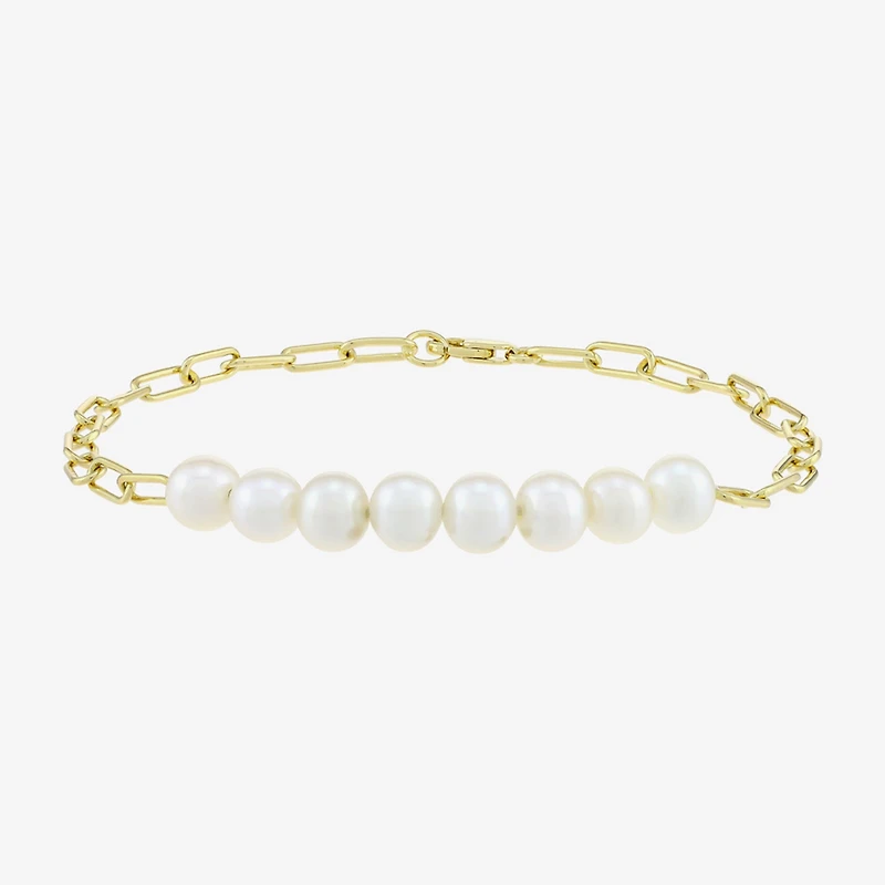 Womens 14K Gold Over Silver 7.25 Inch Solid Link Chain Bracelet