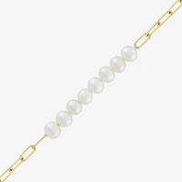 Womens 14K Gold Over Silver 7.25 Inch Solid Link Chain Bracelet