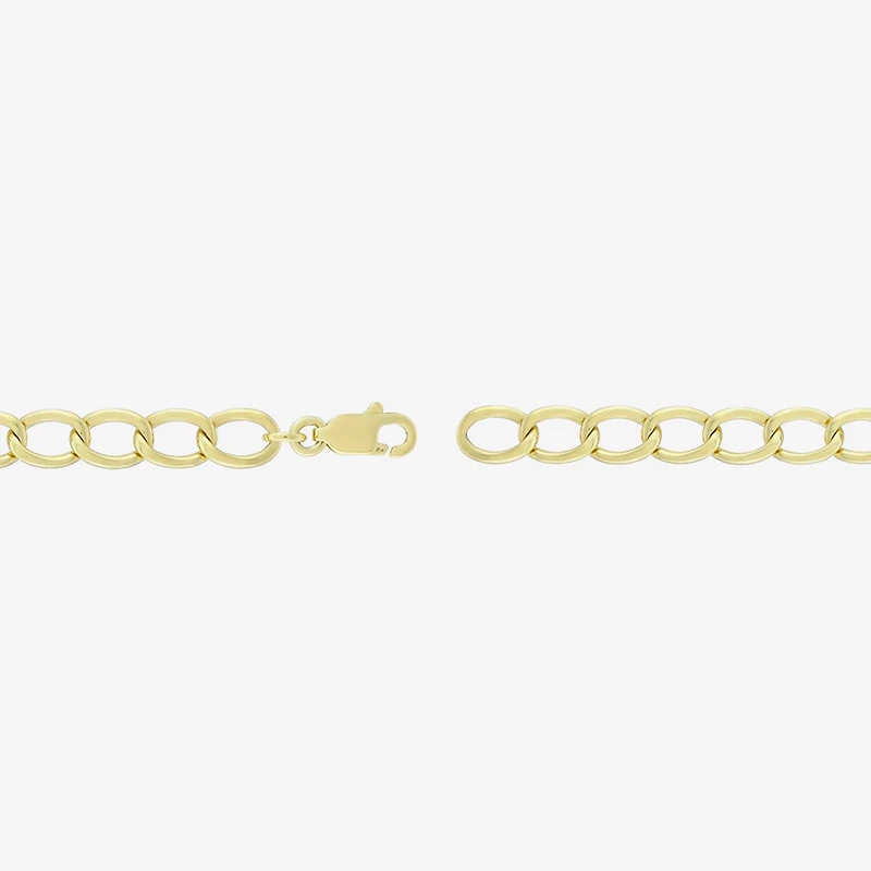 (H-I / Si1) Womens 14K Gold Over Silver 7.25 Inch Solid Link Butterfly Chain Bracelet