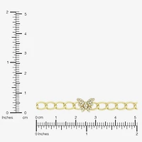 (H-I / Si1) Womens 14K Gold Over Silver 7.25 Inch Solid Link Butterfly Chain Bracelet