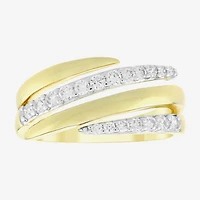 (H-I / Si1) Womens 3.5MM 3/8 CT. T.W. Lab Grown White Diamond 14K Gold Over Silver Band