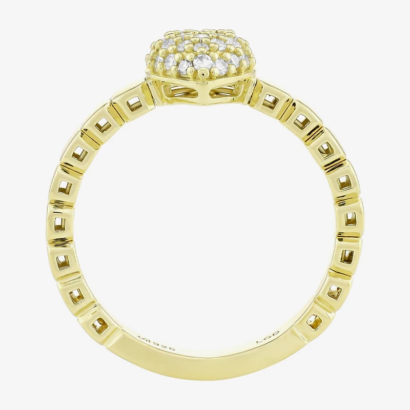 (H-I / Si1) Womens 1/5 CT. Lab Grown White Diamond 14K Gold Over Silver Heart Cocktail Ring