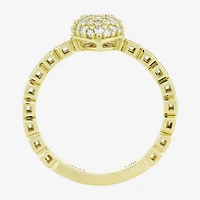 (H-I / Si1) Womens 1/5 CT. Lab Grown White Diamond 14K Gold Over Silver Heart Cocktail Ring