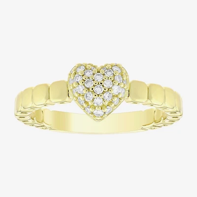 (H-I / Si1) Womens 1/5 CT. Lab Grown White Diamond 14K Gold Over Silver Heart Cocktail Ring
