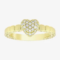 (H-I / Si1) Womens 1/5 CT. Lab Grown White Diamond 14K Gold Over Silver Heart Cocktail Ring