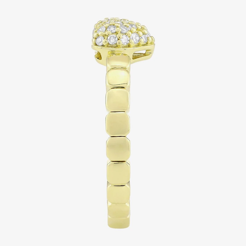 (H-I / Si1) Womens 1/5 CT. Lab Grown White Diamond 14K Gold Over Silver Heart Cocktail Ring