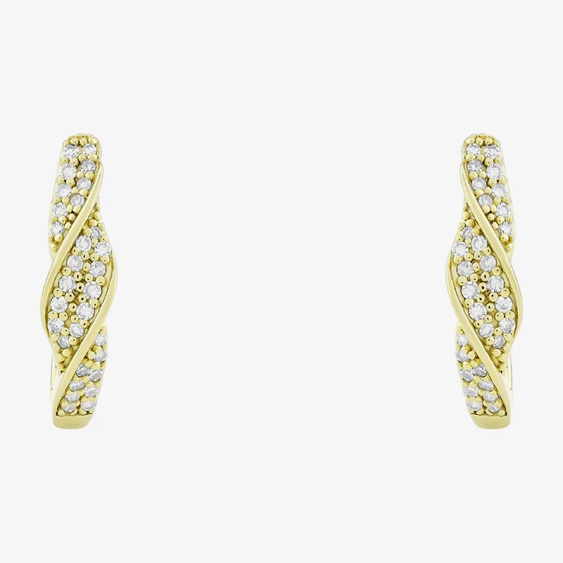 (H-I / Si1) Womens 1/3 CT. T.W. Lab Grown White Diamond 14K Gold Over Silver 20.3mm Hoop Earrings