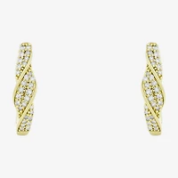 (H-I / Si1) Womens 1/3 CT. T.W. Lab Grown White Diamond 14K Gold Over Silver 20.3mm Hoop Earrings