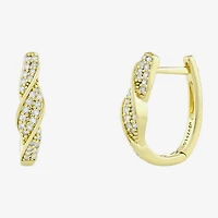 (H-I / Si1) Womens 1/3 CT. T.W. Lab Grown White Diamond 14K Gold Over Silver 20.3mm Hoop Earrings