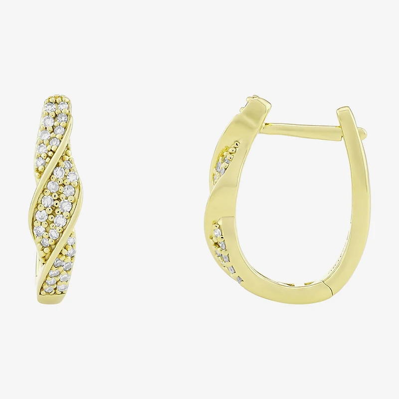 (H-I / Si1) Womens 1/3 CT. T.W. Lab Grown White Diamond 14K Gold Over Silver 20.3mm Hoop Earrings