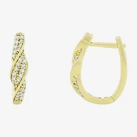 (H-I / Si1) Womens 1/3 CT. T.W. Lab Grown White Diamond 14K Gold Over Silver 20.3mm Hoop Earrings