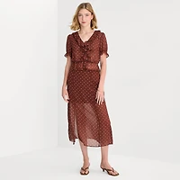 a.n.a Sheer Womens V Neck Short Sleeve Blouse