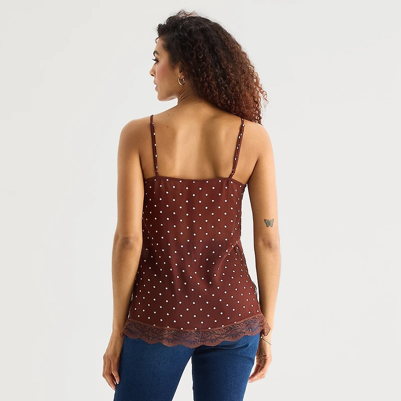 a.n.a Sheer Womens Sweetheart Neck Sleeveless Lace Trim Camisole