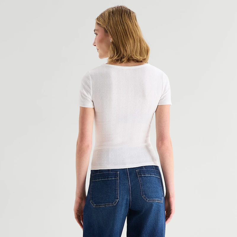 a.n.a Womens Short Sleeve Slim Fit Henley Shirt