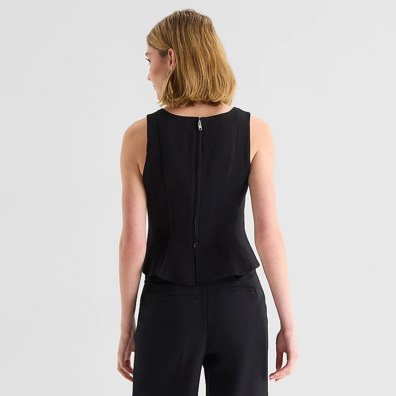 a.n.a Womens Straight Neck Sleeveless Peplum Top