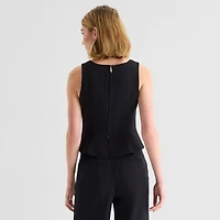 a.n.a Womens Straight Neck Sleeveless Peplum Top