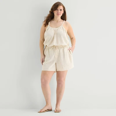 a.n.a Womens Plus Pull-On Short