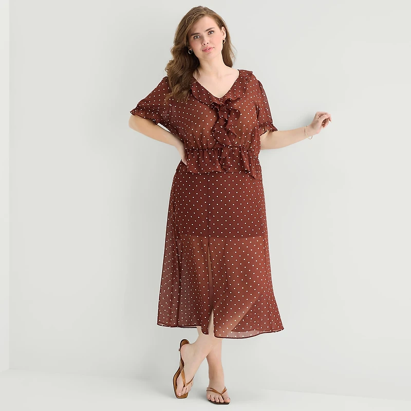 a.n.a Sheer Womens Plus V Neck Short Sleeve Blouse