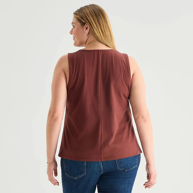 a.n.a Womens Plus Round Neck Sleeveless Tank Top
