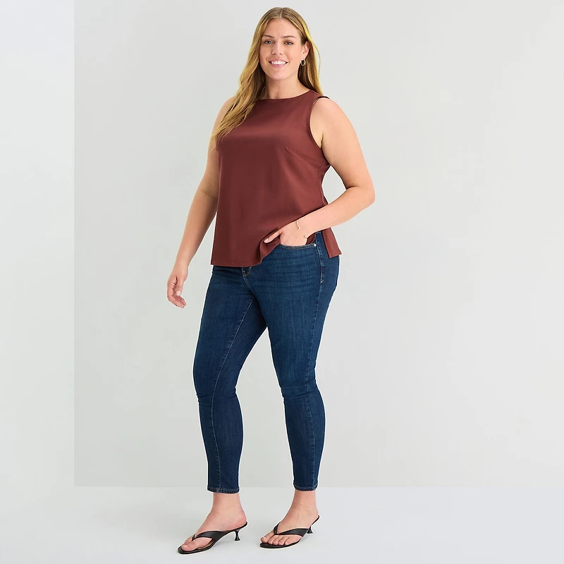 a.n.a Womens Plus Round Neck Sleeveless Tank Top