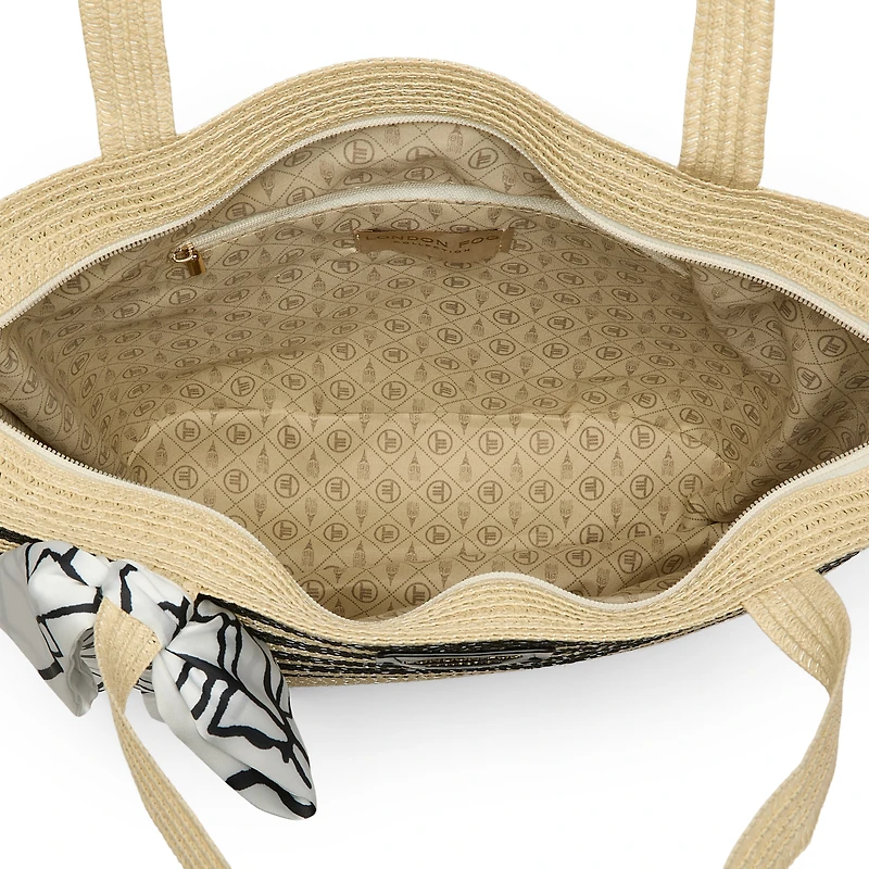 London Fog Straw Tote Bag