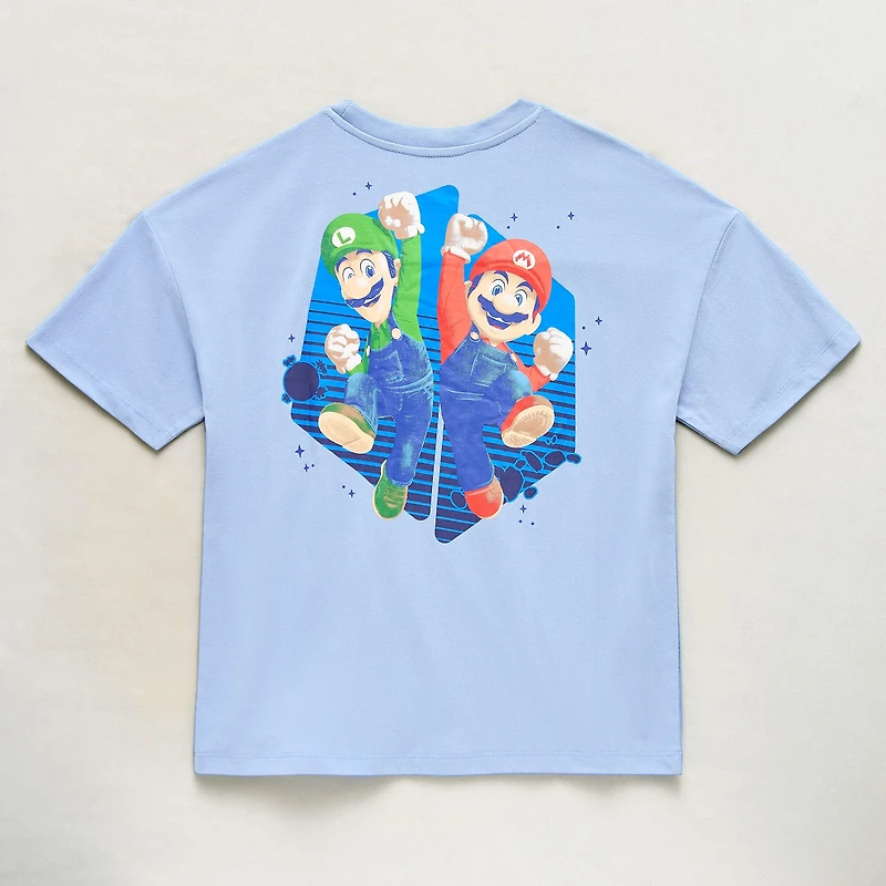 Little & Big Kid Boys Crew Neck Short Sleeve Oversized Luigi Super Mario Graphic T-Shirt