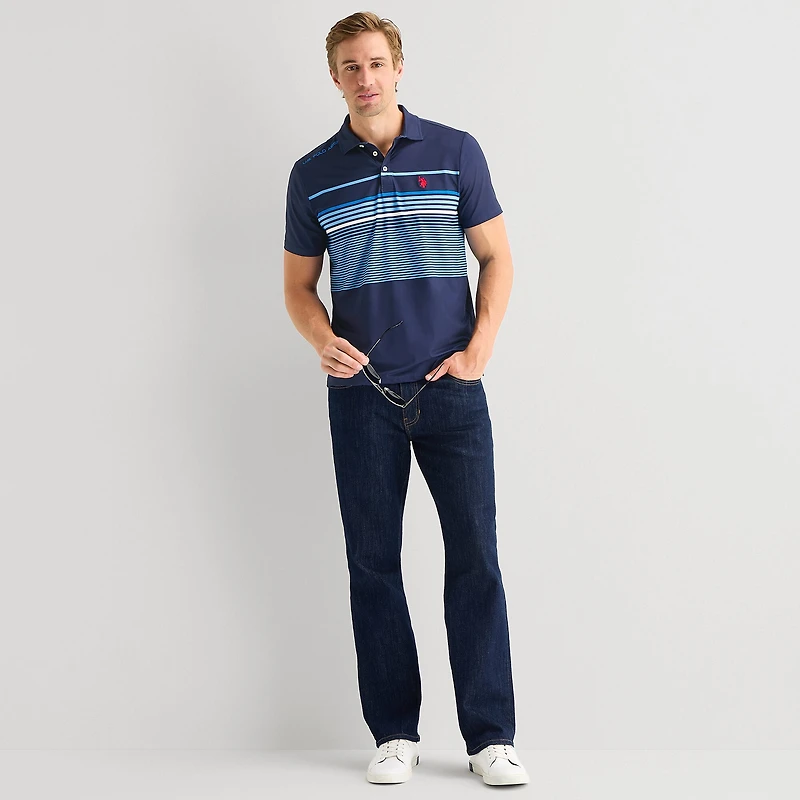 U.S. Polo Assn. Performance Stripe Mens Classic Fit Short Sleeve Shirt