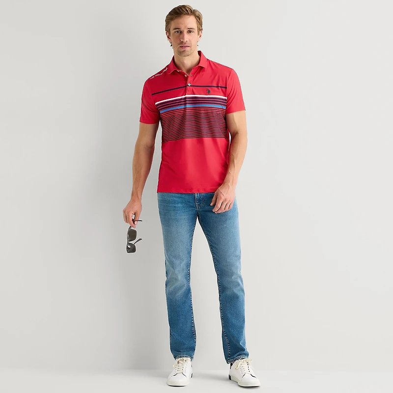U.S. Polo Assn. Performance Stripe Mens Classic Fit Short Sleeve Shirt