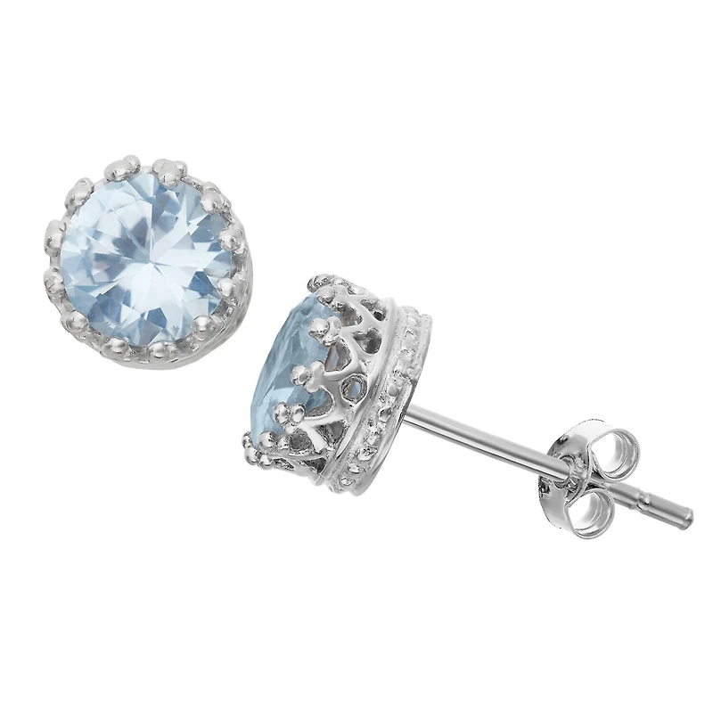Lab Created Aquamarine Sterling Silver Earrings