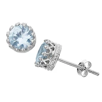 Lab Created Aquamarine Sterling Silver Earrings
