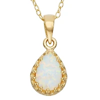 Simulated Opal 14K Gold Over Silver Pendant Necklace
