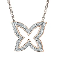 Womens 1/6 CT. T.W. Natural White Diamond 10K Gold Butterfly 18 Inch Pendant Necklace
