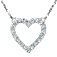 Womens 1/ CT. T.W. Natural White Diamond 10K Gold Heart 18 Inch Pendant Necklace