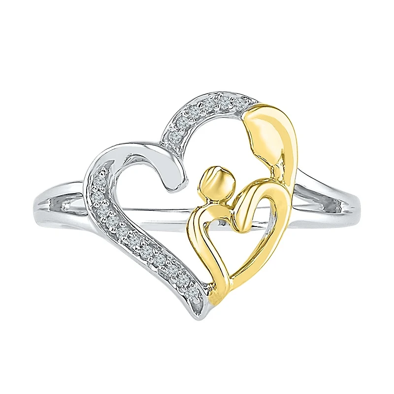 Womens Diamond Accent Natural White 10K Gold Over Silver Heart Cocktail Ring
