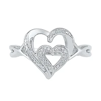 Womens Diamond Accent Natural White Sterling Silver Heart Cocktail Ring