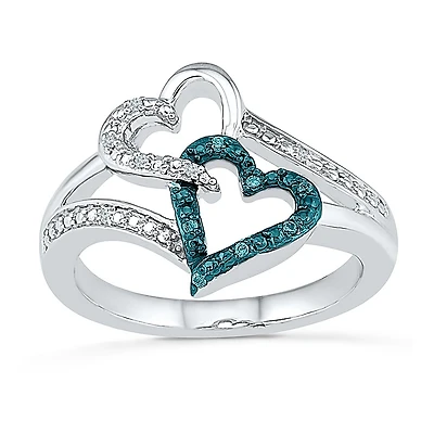 Womens Diamond Accent Natural Blue Sterling Silver Heart Cocktail Ring