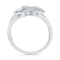 Womens 1/ CT. T.W. Natural White Diamond Sterling Silver Heart Cocktail Ring