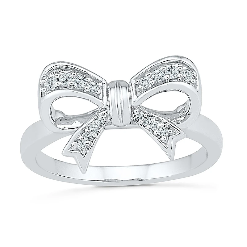 Womens 1/10 CT. T.W. Natural White Diamond Sterling Silver Cocktail Ring