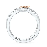 Womens 1/10 CT. T.W. Natural White Diamond 10K Gold Over Silver Butterfly Heart Ring Set