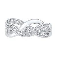 Womens Diamond Accent Natural White Sterling Silver Crossover Cocktail Ring