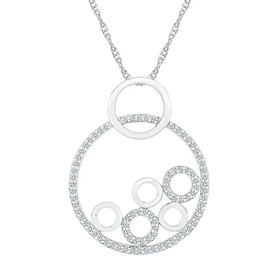 Womens / CT. T.W. Natural White Diamond 10K Gold Circle 18 Inch Pendant Necklace