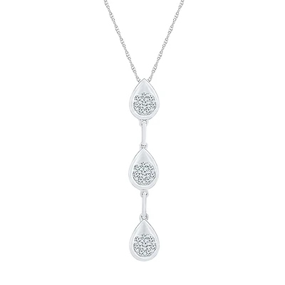 Linear Teardrop Womens 3/8 CT. T.W. Natural White Diamond 10K Gold Pear 18 Inch Pendant Necklace