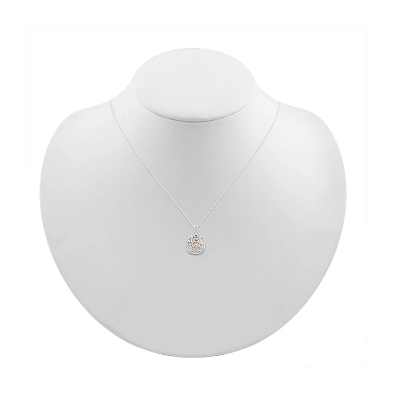 Womens 1 CT. T.W. Natural White Diamond 10K Two Tone Gold 18 Inch Pendant Necklace