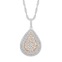 Womens 1 CT. T.W. Natural White Diamond 10K Two Tone Gold Pear 18 Inch Pendant Necklace