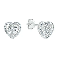 1/4 CT. T.W. Natural White Diamond 10K Gold 7.4mm Heart Stud Earrings