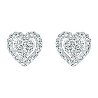 1/4 CT. T.W. Natural White Diamond 10K Gold 7.4mm Heart Stud Earrings