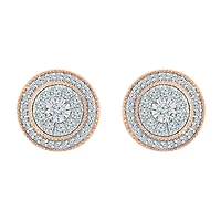 1/ CT. T.W. Natural White Diamond 10K Two Tone Gold 10.9mm Stud Earrings