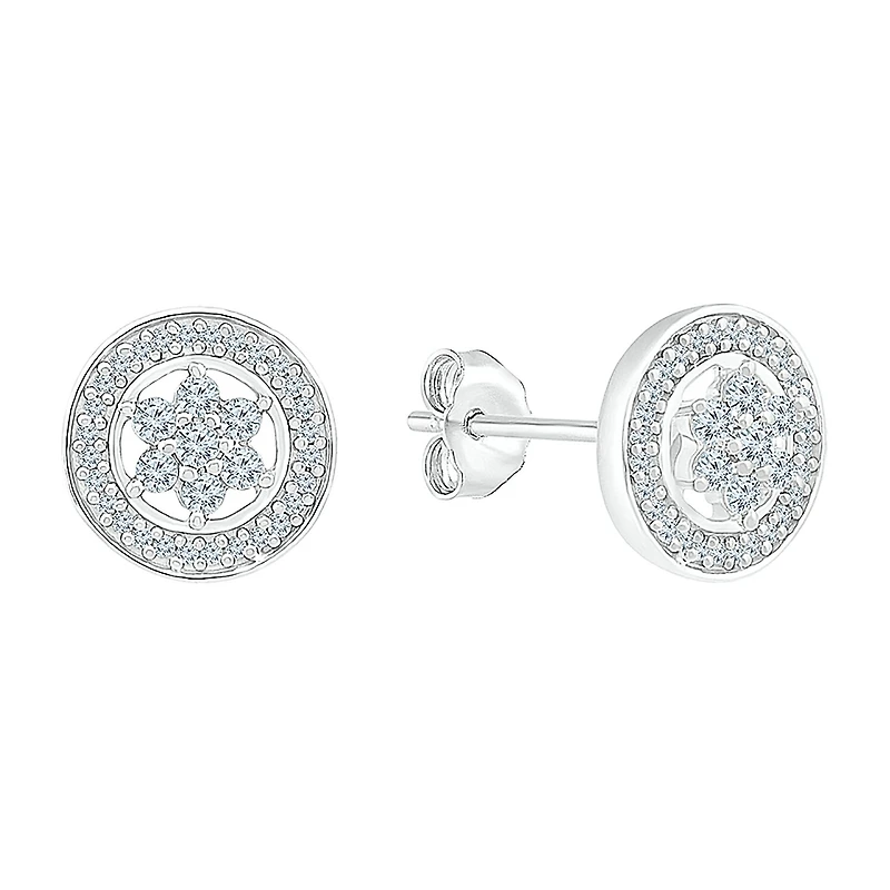 1/4 CT. T.W. Natural White Diamond 10K Gold 9mm Stud Earrings